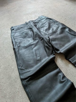 Pantalón Cuero Negro Mujer Talla 42 L Piel 100%