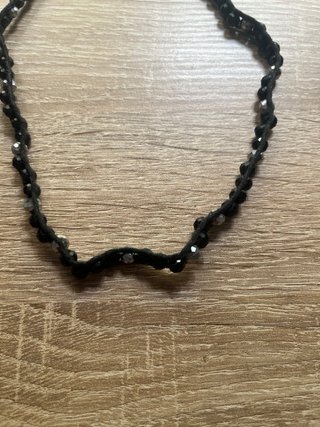 Collar bisutería bolitas negro y plata