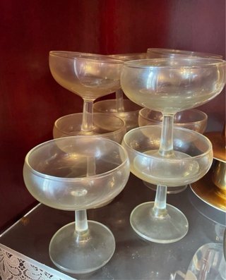 10 copas de champán de cristal
