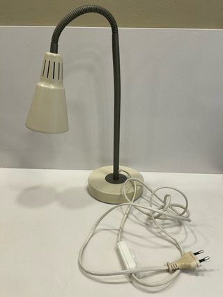 Lámpara de mesa flexible gris y blanca