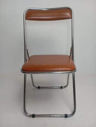 Silla Plegable Vintage Marrón y Plata