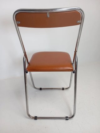 Silla Plegable Vintage Marrón y Plata