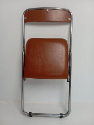 Silla Plegable Vintage Marrón y Plata