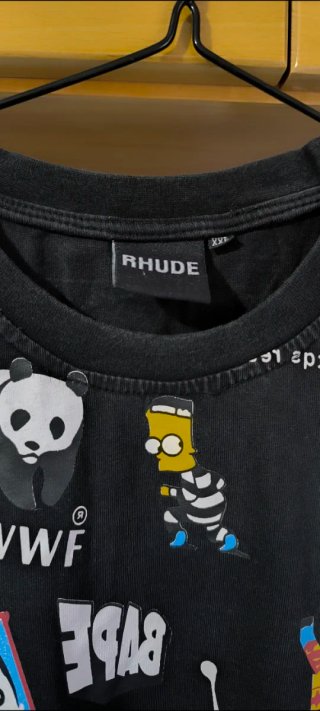 Camiseta Rhude Negra Estampada XXL