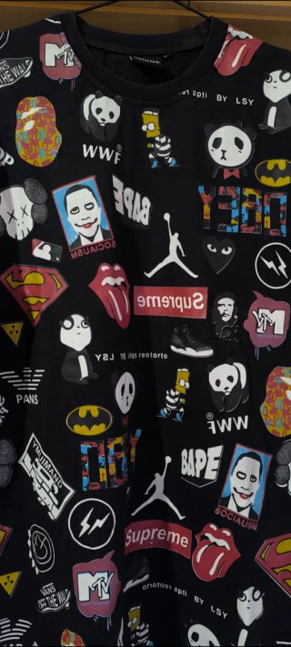 Camiseta Rhude Negra Estampada XXL