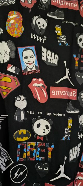 Camiseta Rhude Negra Estampada XXL
