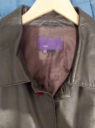 Americana de piel Zara marrón