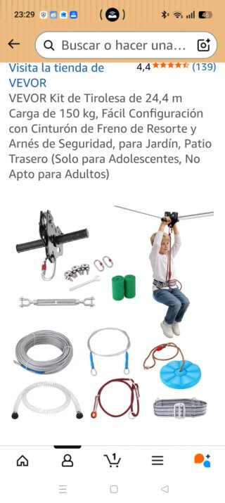 Tirolina infantil 24m sin usar