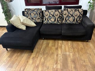 Sofá Chaise Longue Negro Extensible, con canape