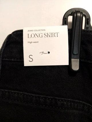 Falda vaquera larga negra Mango Talla S