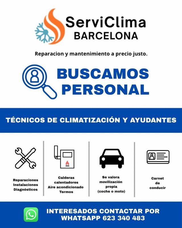 SERVICLIMA BUSCA TÉCNICOS DE CLIMATIZACION