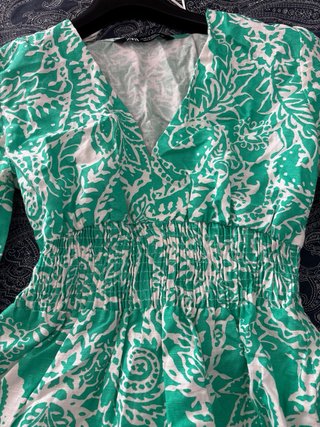 Vestito Zara verde e bianco fantasia