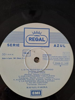 Disco Vinilo Rafael Farina Regal EMI