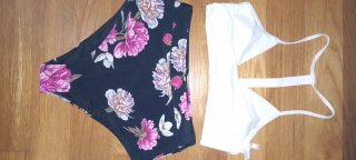 Bikini Mujer Flores Negro y Rosa nuevo