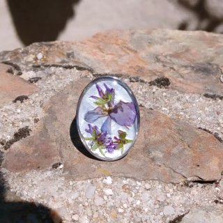 Anillo Flores Moradas Resina