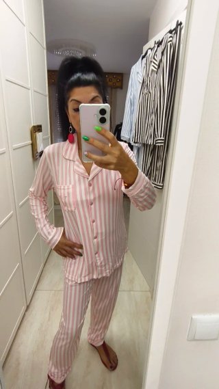 Pijama Victoria's Secret Rayas Rosas