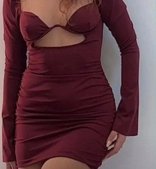 Tubino rosso bordeaux manica lunga