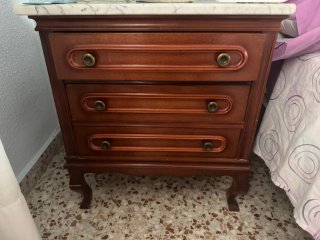 2 Mesitas de Noche Madera con placa de mármol