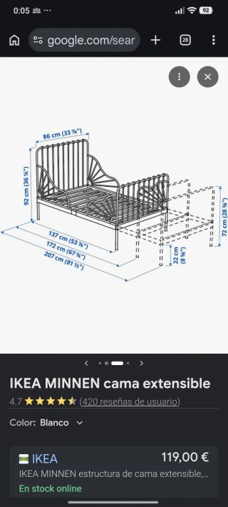 Cama infantil extensible blanca