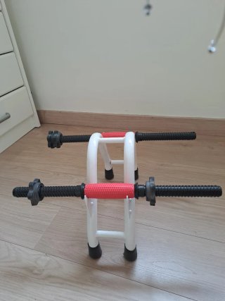 Soporte para pesas + barras para pesas