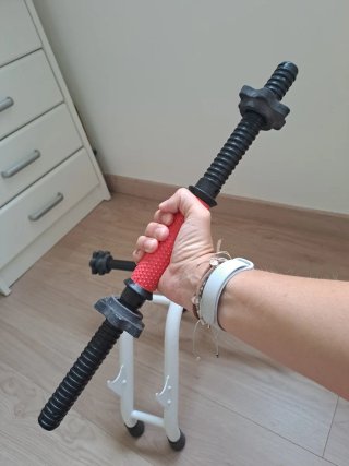Soporte para pesas + barras para pesas