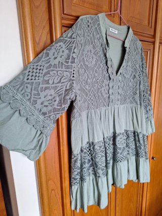 Blusa ibicenca verde tallas grandes