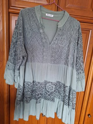 Blusa ibicenca verde tallas grandes