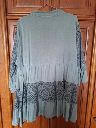 Blusa ibicenca verde tallas grandes