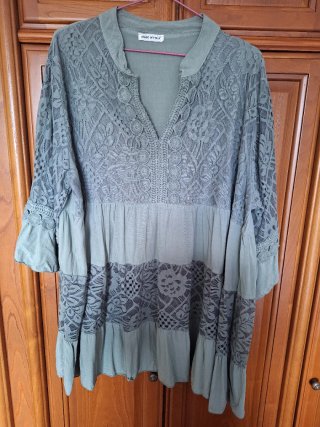 Blusa ibicenca verde tallas grandes