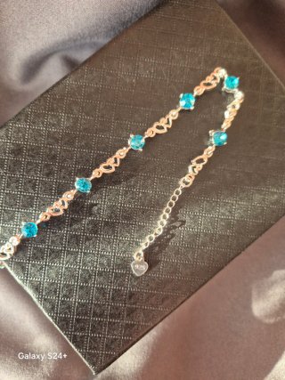 Pulseira Prata 925 Coração Azul