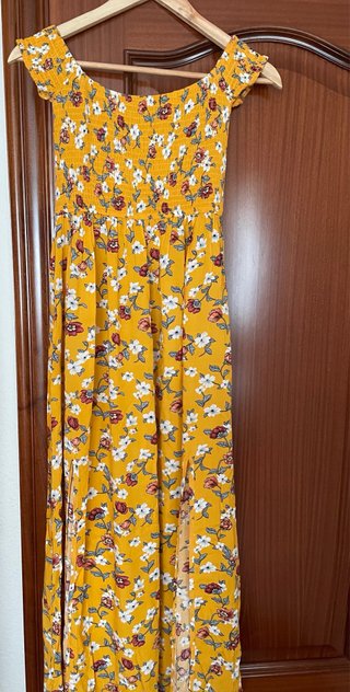 Vestido largo amarillo floral