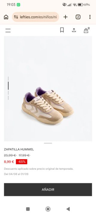 Zapatilla Hummel beige y morada