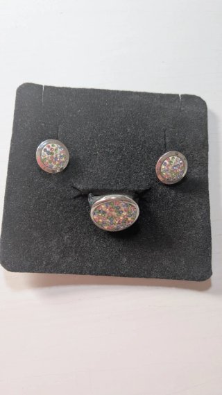 Conjunto Anillo y Pendientes Multicolor