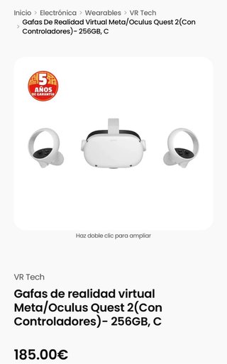 Gafas Meta Quest 2 + Controles + Estuche