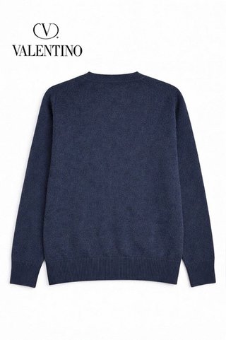 Valentino Navy Blue Crewneck Sweater – Luxury Knit