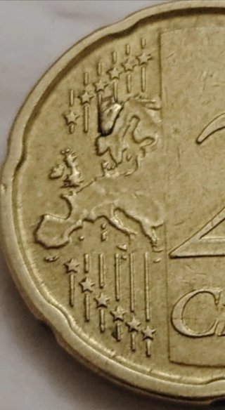 20 céntimos Bélgica 2007 error raro