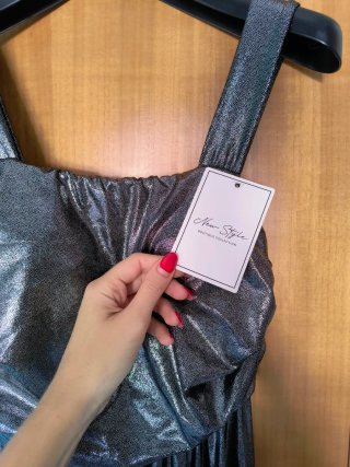 Abito lungo silver con cartellino