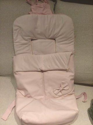 Saco silleta piel sintética y pelito rosa
