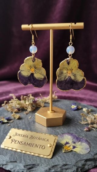 Pendientes Joyería Botánica Flor Pensamiento