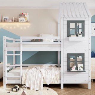 Cama litera casita blanca