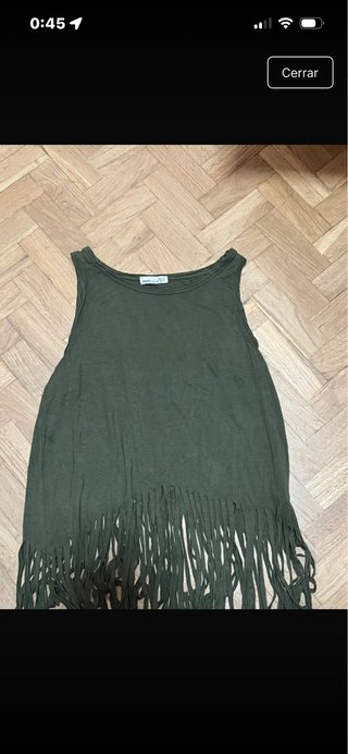 Camiseta tirantes con flecos verde