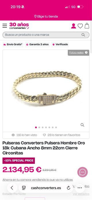 Pulsera Hombre Oro 18k