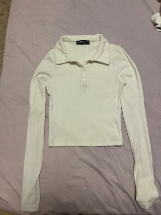 Top manga larga cuello polo
