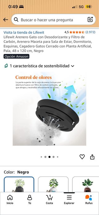 ARENERO DE DISEÑO PARA GATOS CON FILTRO Y PLANTAS
