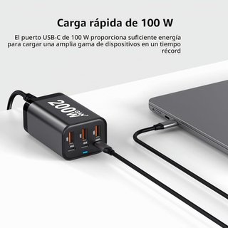 Cargador Múltiple 200W 6 Puertos USB-C/A