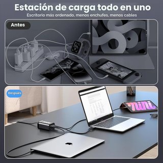 Cargador Múltiple 200W 6 Puertos USB-C/A