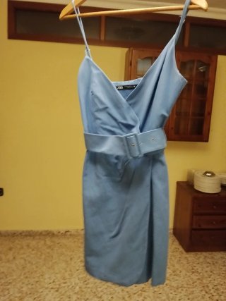 Vestido mini azul Zara tirantes