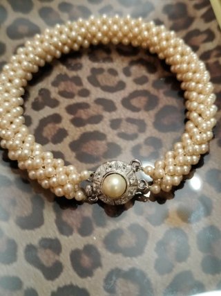 Pulsera de perlas agua plata