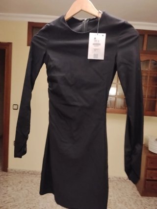 Vestido negro manga larga XS