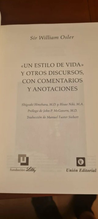 Un estilo de vida – William Osler – Tapa dura